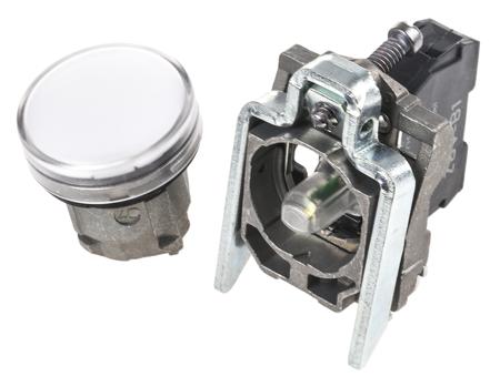 XB4BVB1 Schneider Electric, Harmony XB4, Panel Mount White Universal LED Pilot Light, 22mm Cutout, IP66, IP67, IP69(IP69K),