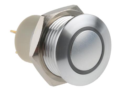 175-9690 Lock Push Button Switch, IP67, 16 Dia.mm, Panel Mount Blue, Red LED, 36V dc