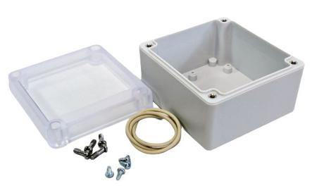 RP1060C Hammond RP Series Light Grey Polycarbonate General Purpose Enclosure, IP65, Clear Lid, 85 x 80 x 55mm
