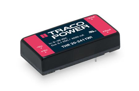 THR-20-2411WI TRACOPOWER THR 20WI Isolated DC-DC Converter, 5V dc/, 9 → 36 V dc Input, 20W, PCB