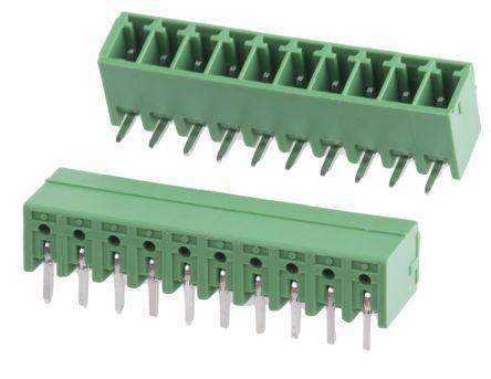 874-5237 RS Pro 155 Series 3.5mm Pitch Right Angle PCB Terminal Block, PCB Header, PCB, 10 Way
