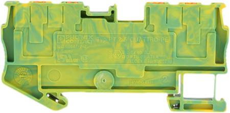 3209594 Phoenix Contact  PT 2.5-QUATTRO-PE Series Green/Yellow, 0.14 → 4mm², Single-Level, Push In Termination,