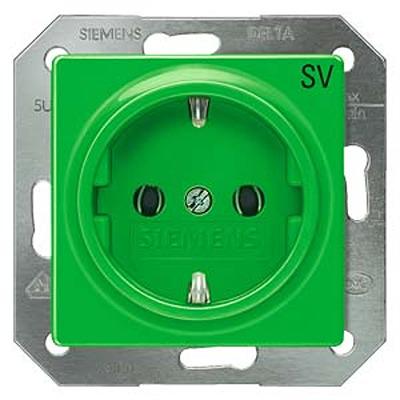5UB1910 Siemens DELTA Green 1 Gang Plug Socket, 16A, Schuko