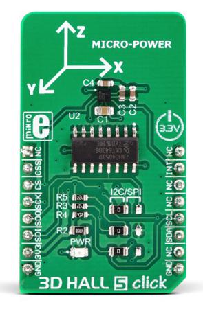 MIKROE-3197 MikroElektronika 3D Hall 5 Click Evaluation Board