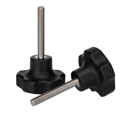 199-261 RS PRO Black Thermoplastic Multiple Lobes Clamping Knob, M6 x 40, Threaded Mount