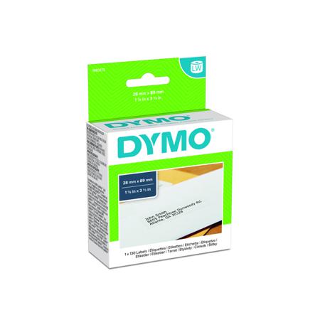 1983173 Dymo White Black Print Label Roll, 89mm Width, 28mm Height, 130Per Roll Qty
