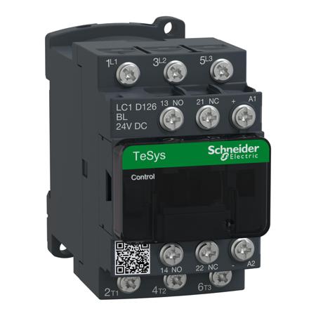 LC1D126BL Schneider Electric LC1D Contactor, 24 V dc Coil, 3-Pole, 25 A, 7.5 kW 24 V, 3 NO, 300 V dc, 690V ac