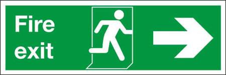 231-4452 RS Pro PET Fire Safety Label Fire Exit Right Sign with English Text Self-Adhesive, 450 x 150mm