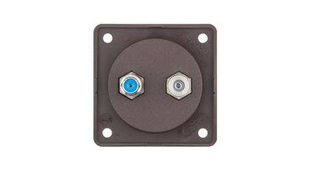 945602501 F Brown Female 2 Outlet TV Aerial Connector, Flush Mount