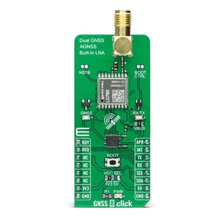 MIKROE-4673 MikroElektronika GNSS 8 Click LC79DA GNSS, GPS Add On Board for mikroBUS socket 1602GHz