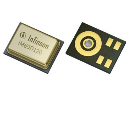 IM69D120V01XTSA1 Infineon 5 Pin Microphone, Omni-Directional, Digital Output, PG-LLGA-5-1, 1.62 → 3.6V