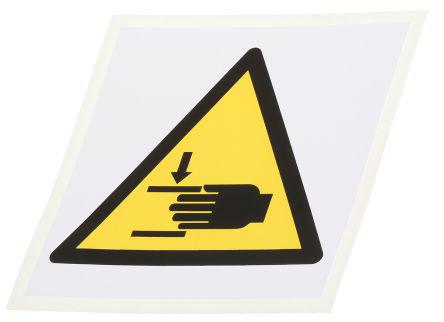 KL-0034 Crushing of Hands Sign with Pictogram Only Vinyl, 100 x 100mm Hazard Warning