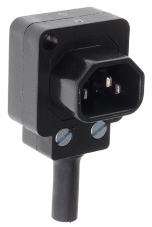 PX0685 Bulgin C14 Right Angle Cable Mount IEC Connector Male, 10A, 250 V