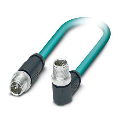 1080727 Phoenix ContactNBC, 10m Cat6a, Light Blue M12 to Male M12 Male, Shielded Shielded, Terminated Polyurethane Sheath