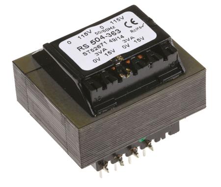 504-363 RS PRO 15V ac 2 Output Through Hole PCB Transformer, 6VA