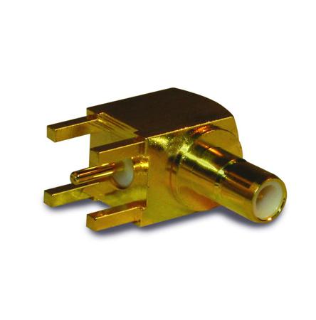 142146 Amphenol RF  Series, Jack PCB Mount, 50Ω, Through Hole Termination, Right Angle Body