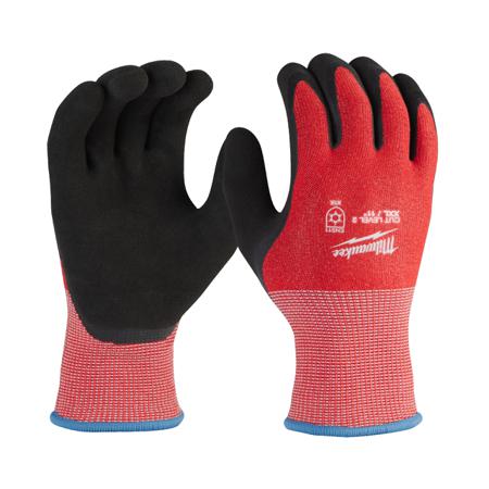 4932480610 Milwaukee Winter Cut Black/Red Glass Fibre, HPPE Cut Resistant Work Gloves, Size 11, XXL, Latex Coating