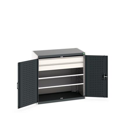 40021202-19V Bott 2 Door, 2 Drawer Sheet Steel Floor Standing Cupboard, 1050 X 650 X 1000mm