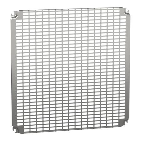 NSYMR66 Schneider Electric PanelSeT Series Steel Perforated Mounting Plate, 555mm H, 551mm W, 15mm L for Use with Spacial CRN