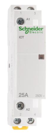 A9C24732 Schneider Electric Acti9 iCT iCT Contactor, 230 V ac Coil, 2-Pole, 25 A, 2NO, 250 V ac