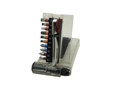 102-712 RS PRO Pozidriv Flat, Phillips, Pozidriv Ratchet Bit Set S2 Steel