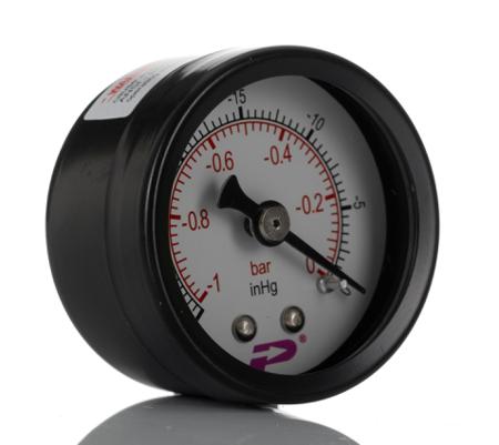 235-1298 RS PRO BSP 1/8in Analogue Vacuum Gauge 0bar Back Entry 40mm Outside Diameter
