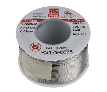 179-6675 RS PRO 0.5mm Lead solder, +183°C Melting Point