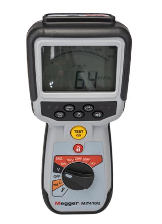 1004-735 Megger MIT410 2 Insulation Tester, 10V Min, 1000V Max, 200GΩ Max, CAT IV - UKAS Calibration
