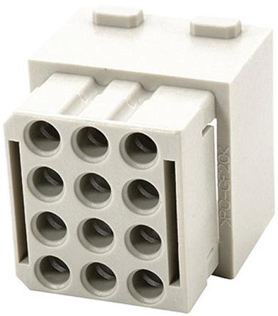 09140124512 HARTING Heavy Duty Power Connector Module, 1.5A, Female, Han-Modular Series, 12 Contacts