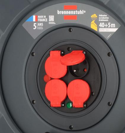 9212451110 brennenstuhl 40m 8 Socket Type E - French Cable Reel Semi-enclosed Reel, 230 V, IP44