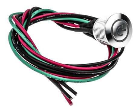 175-9445 Push Button Switch, IP67, 16 Dia.mm, Panel Mount Blue LED, Power Symbol, 36V dc