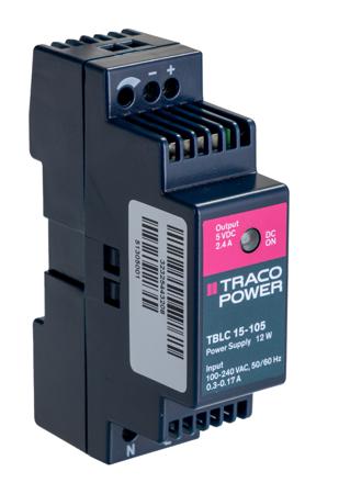 TBLC-15-105 TRACOPOWER TBLC 15-105, DIN Rail Power Supply, 12W, 2.4A