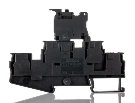 3211886 Phoenix Contact  PTTB 4-HESI (5X20) Series Black, 0.2 → 4mm², Double-Level, Push In Termination