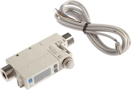 PFM710S-F01-F SMC Compact Mount Flow Controller, 0.2 → 10 L/min, PNP Output, 24 V dc, 1/8 in Pipe