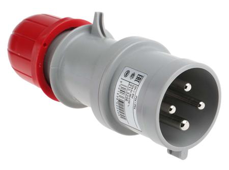 213-3236 Scame IP44 Red Cable Mount 3P+E Industrial Power Plug, Rated At 32A, 415 V