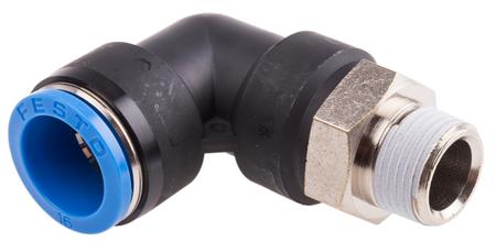 QSL-3-8-16 Festo Pneumatic Elbow Threaded-to-Tube Adapter, R 3/8 Male, Push In 16 mm 16mm Tube Connection