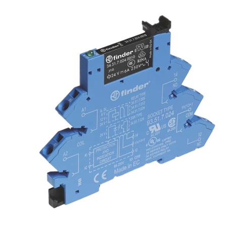 38.61.7.012.5050 Finder 38.61 Series Electromechanical Interface Relay, DIN Rail Mount, 12V Coil, SPDT, 1-Pole, 6A Load