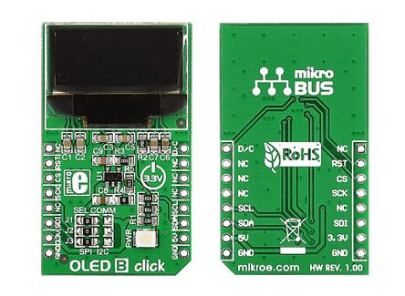 MIKROE-1650 MikroElektronika , OLED B click OLED Display Add On Board With MI9639BO-B2, SSD1306