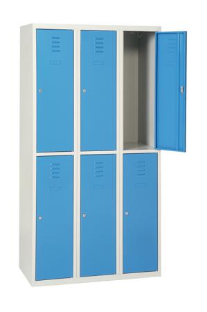 CVC323DSP 6 Door Vented Blue, Light Grey Locker, 1800 mm x 900 mm x 500mm