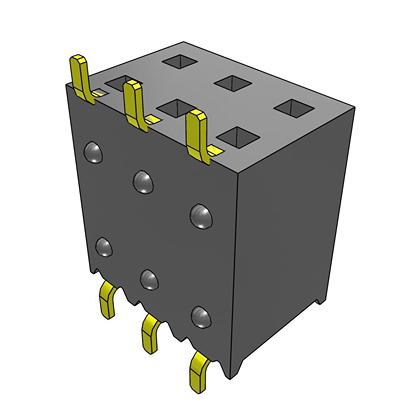 SSM-103-L-DH-TR Samtec SSM Series Horizontal Surface Mount PCB Socket, 6-Contact, 2-Row, 2.54mm Pitch, SMT Termination