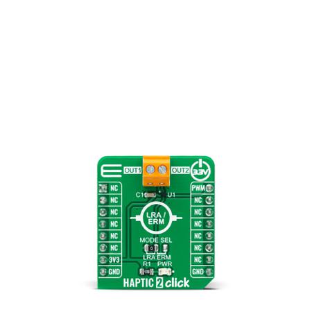 MIKROE-4452 MikroElektronika HAPTIC 2 Click Sensor Add-On Board for LC898302AXA for Game Consoles, Indicator Systems, Mechatronics,
