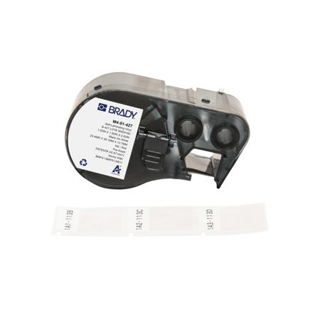 M4-91-427 Brady B-427 on Black on White, Transparent Label, 25.40 mm Width, 25.40mm Label Width