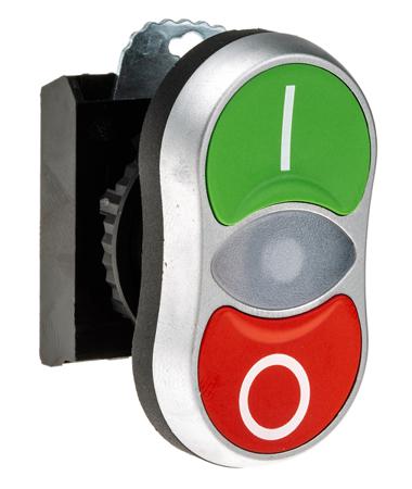 L61QH21 BACO BACO Series, Green, Red Push Button Head, Spring Return, 22.3mm Cutout