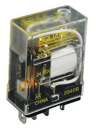 389FXBXC-24D Schneider Electric DPDT Non-Latching Relay Plug In, 24V dc Coil, 13 A