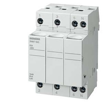 3NW7363 Siemens 20A Fuse Holder for 8 x 32mm Fuse, 3P+N, 400V