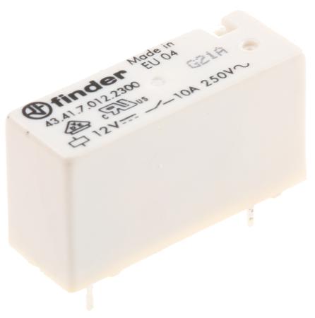 43-41-7-012-2300 Finder SPNO Non-Latching Relay PCB Mount, 12V dc Coil, 10 A
