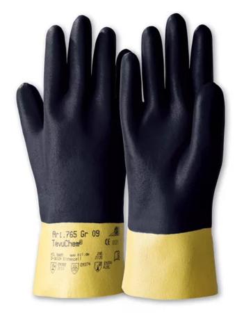 076508141X Honeywell Safety TevuChem Blue, Yellow Nitrile Chemical Resistant Work Gloves, Size 8