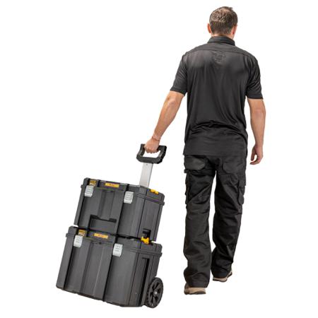 DWST83347-1 DeWALT TSTAK Shallow Box Plastic Tool Box, with 2 Wheels, 512 x 512 x 635mm