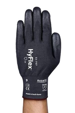 11757100 Ansell Black Nylon, Polyester, Stainless Steel, Tungsten Cut Resistant Cut Resistant Gloves, Size 10, Polyurethane