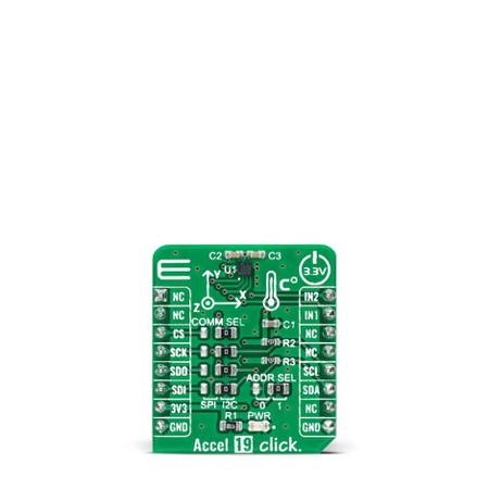 MIKROE-4949 MikroElektronika Accel 19 Click Temperature Sensor, Accelerometer Add On Board for LIS2DTW12 mikroBUS Socket